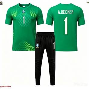 Brasilien Alisson Becker #1 Målvakt Borta Kläder Barn VM 2026 Kortärmad (+ Korta byxor)